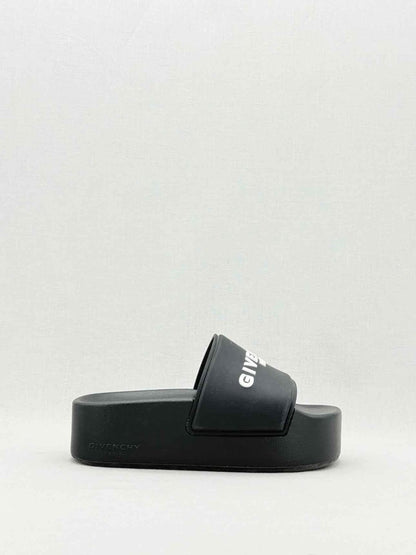 Pre - loved GIVENCHY Black Logo Print Size EU 37 Slides at Reems Closet