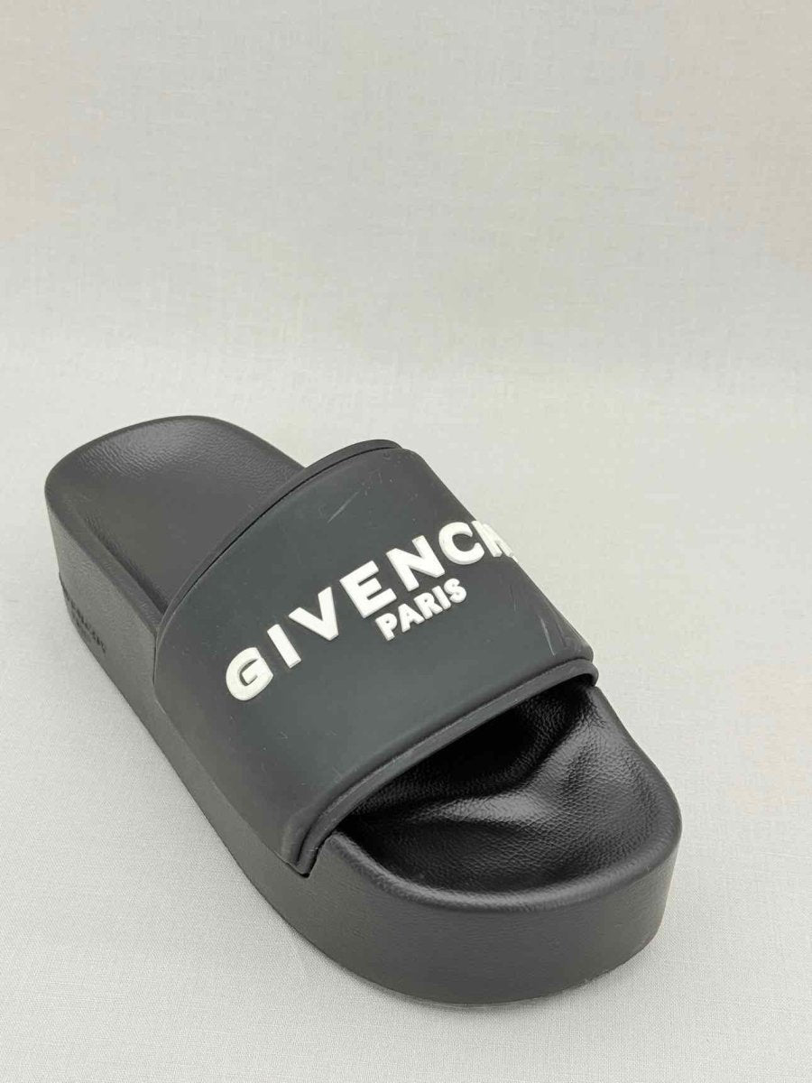 Pre - loved GIVENCHY Black Logo Print Size EU 37 Slides at Reems Closet