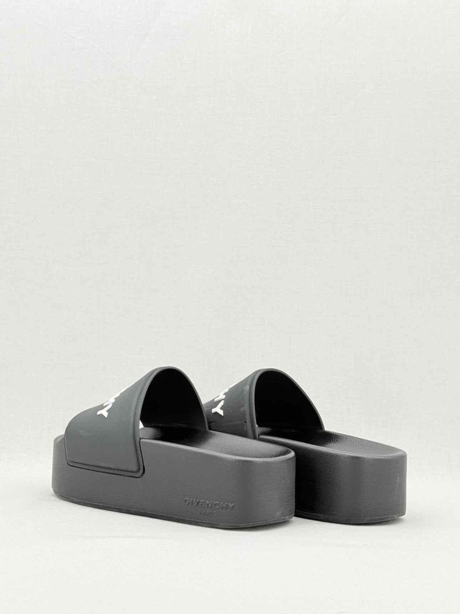 Pre - loved GIVENCHY Black Logo Print Size EU 37 Slides at Reems Closet