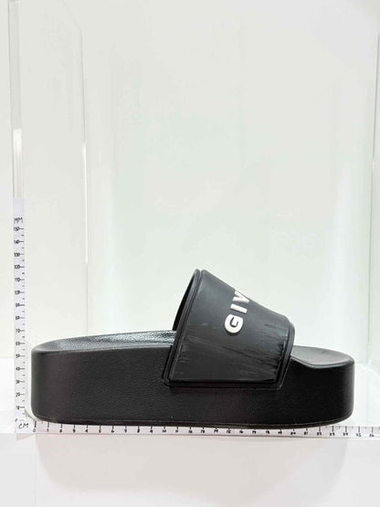 Pre - loved GIVENCHY Black Logo Print Size EU 37 Slides at Reems Closet