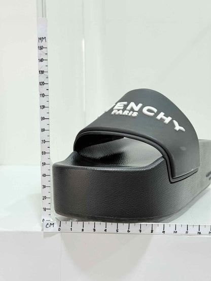 Pre - loved GIVENCHY Black Logo Print Size EU 37 Slides at Reems Closet