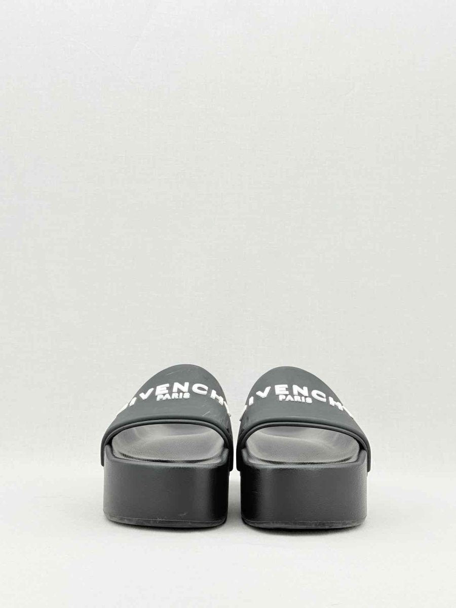Pre - loved GIVENCHY Black Logo Print Size EU 37 Slides at Reems Closet