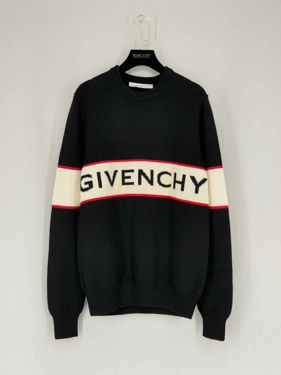 Pre - loved GIVENCHY Black Logo Print Size Small Sweater at Reems Closet