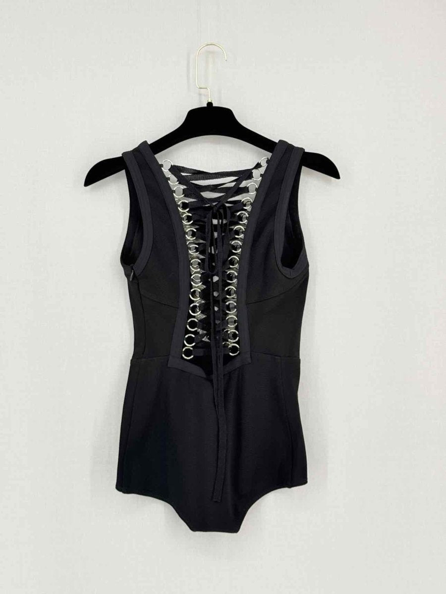 Pre - loved GIVENCHY Black Ribbed Size Small Body Top at Reems Closet