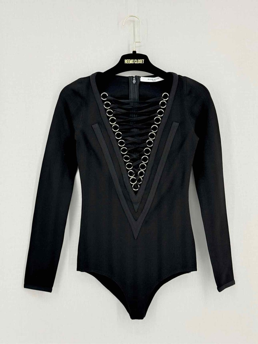 Pre - loved GIVENCHY Black Ribbed Size US 2 Body Top at Reems Closet
