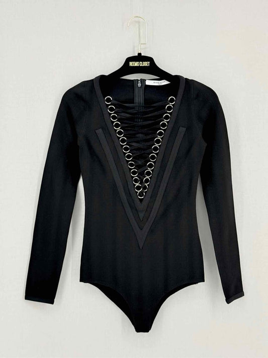 Pre - loved GIVENCHY Black Ribbed Size US 2 Body Top at Reems Closet
