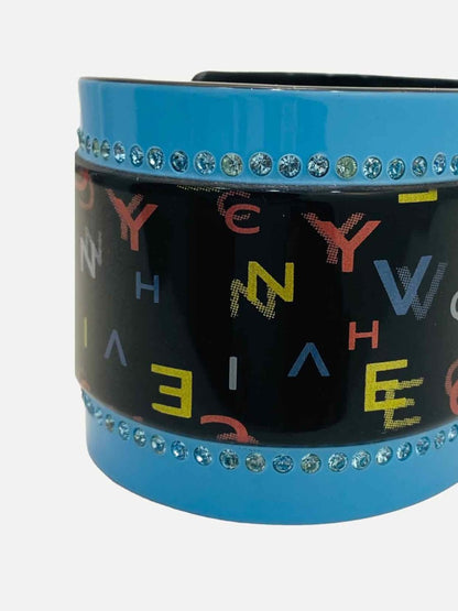 Pre - loved GIVENCHY Blue Multicolor Logo Fashion Cuff at Reems Closet