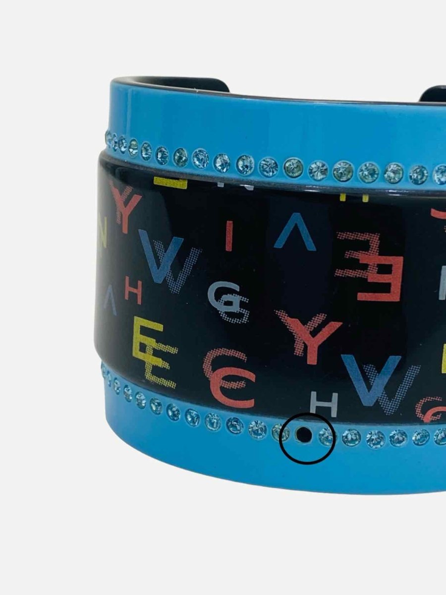 Pre - loved GIVENCHY Blue Multicolor Logo Fashion Cuff at Reems Closet