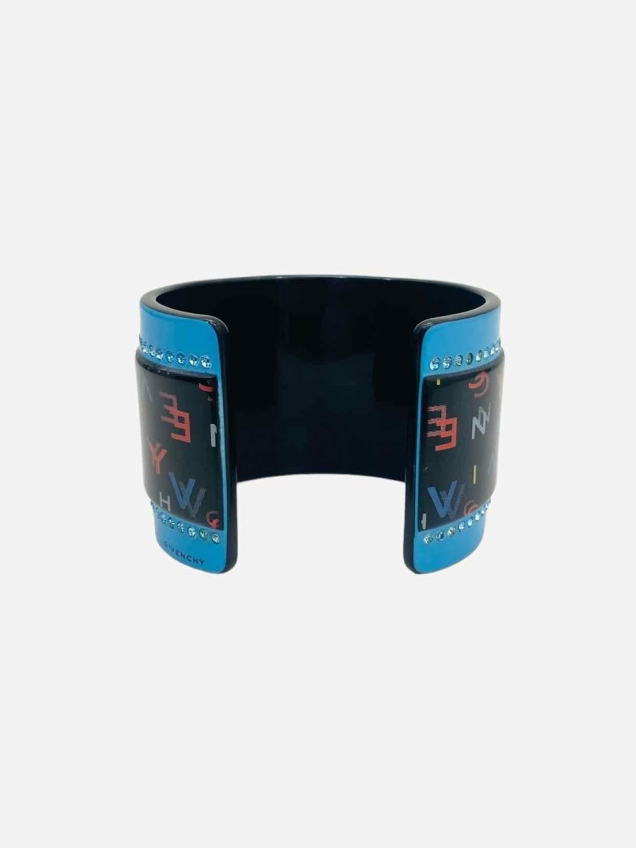 Pre - loved GIVENCHY Blue Multicolor Logo Fashion Cuff at Reems Closet