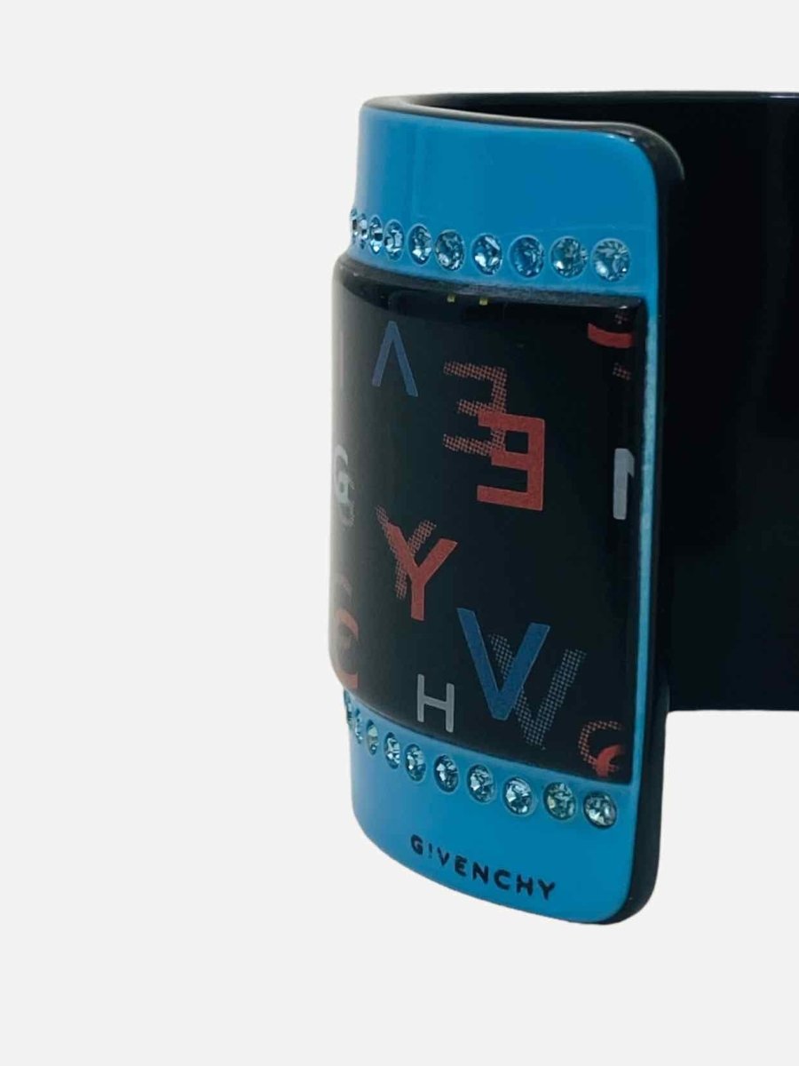 Pre - loved GIVENCHY Blue Multicolor Logo Fashion Cuff at Reems Closet