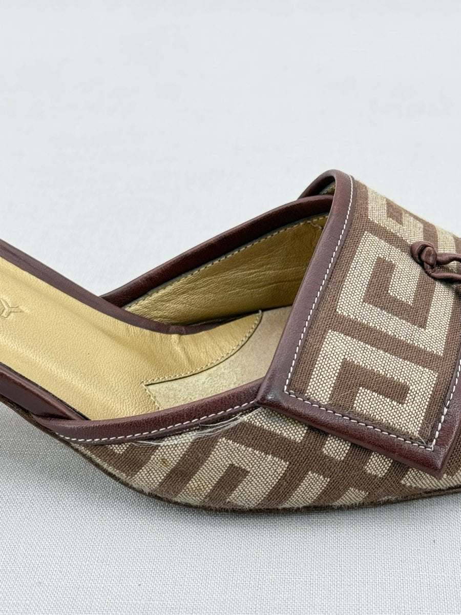 Pre - loved GIVENCHY Brown Monogram Size EU 37.5 Mules at Reems Closet