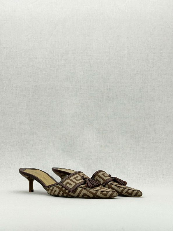 Pre - loved GIVENCHY Brown Monogram Size EU 37.5 Mules at Reems Closet