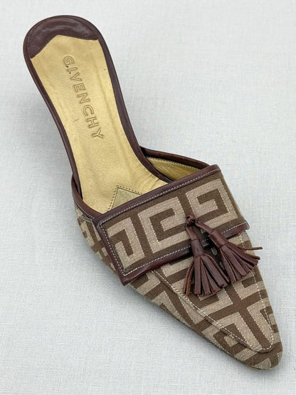 Pre - loved GIVENCHY Brown Monogram Size EU 37.5 Mules at Reems Closet