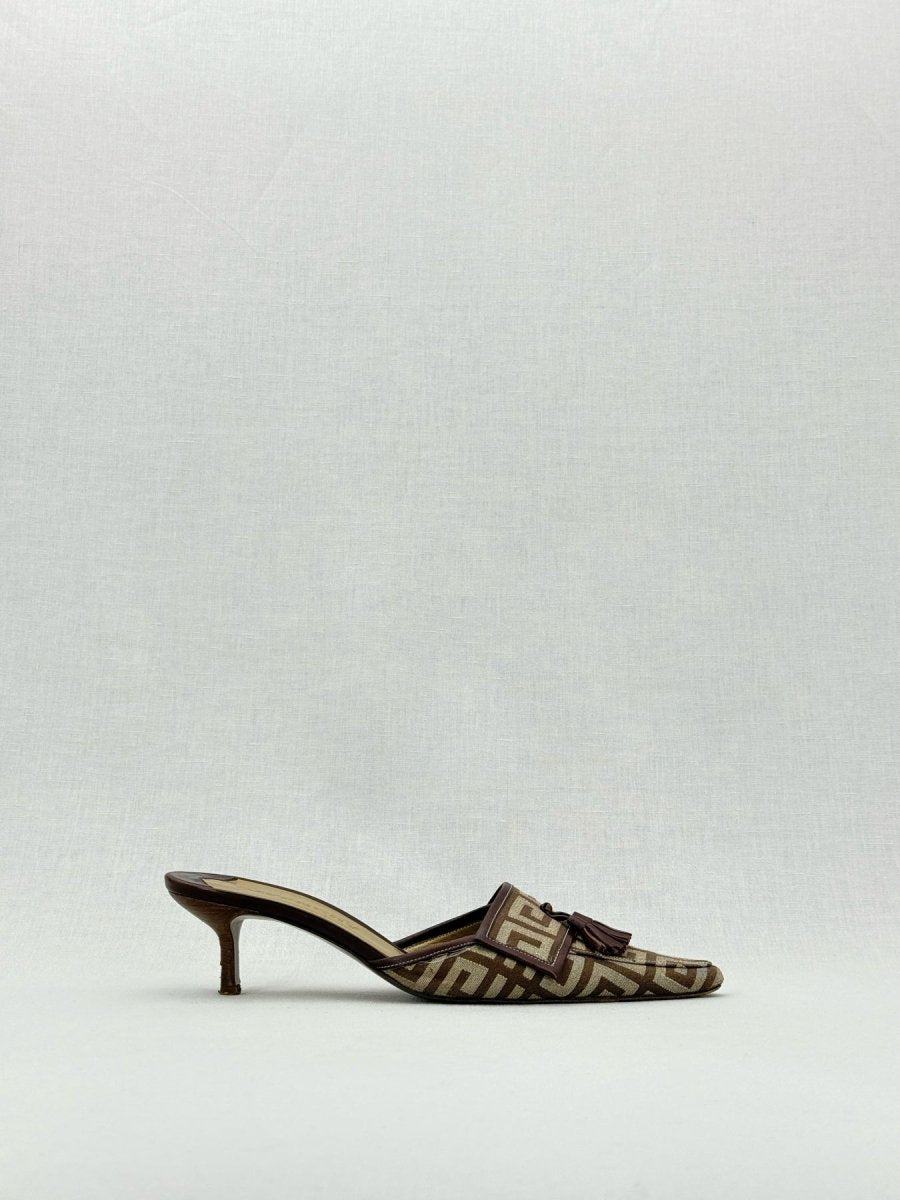 Pre - loved GIVENCHY Brown Monogram Size EU 37.5 Mules at Reems Closet