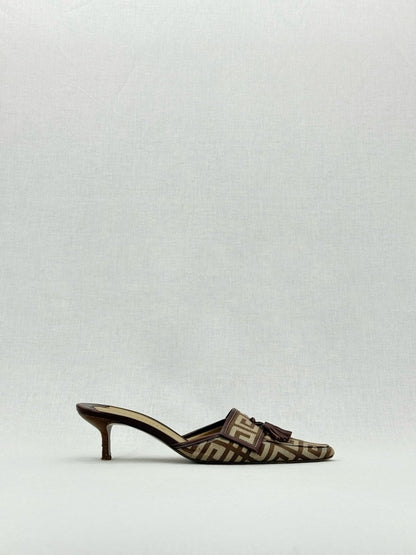 Pre - loved GIVENCHY Brown Monogram Size EU 37.5 Mules at Reems Closet