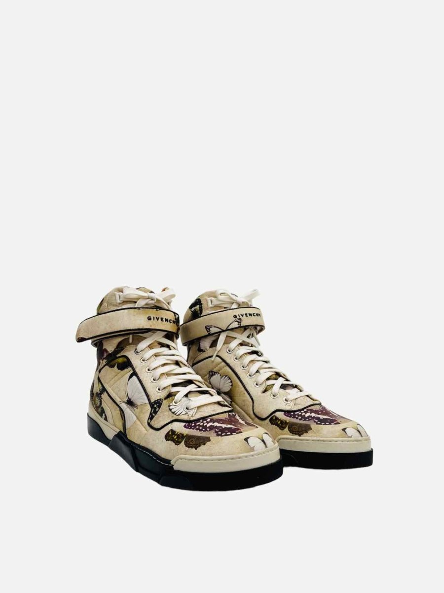 Pre - loved GIVENCHY High Top Beige Multicolor Sneakers at Reems Closet