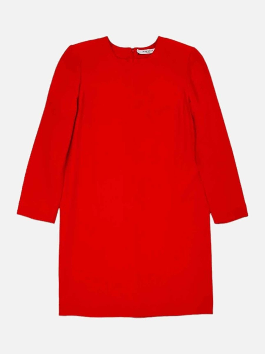 Pre - loved GIVENCHY Long Sleeve Red Knee Length Dress at Reems Closet