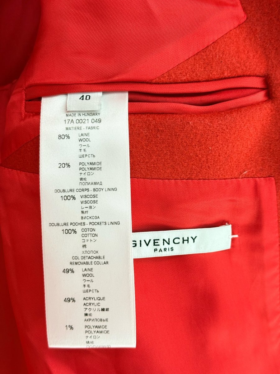 Pre - loved GIVENCHY Red Size US 8 Coat at Reems Closet