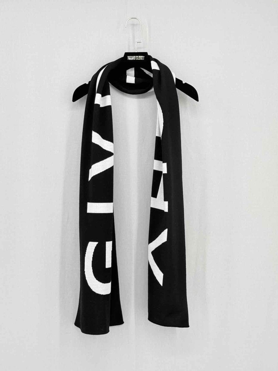 Pre - loved GIVENCHY White & Black Jacquard Scarf at Reems Closet