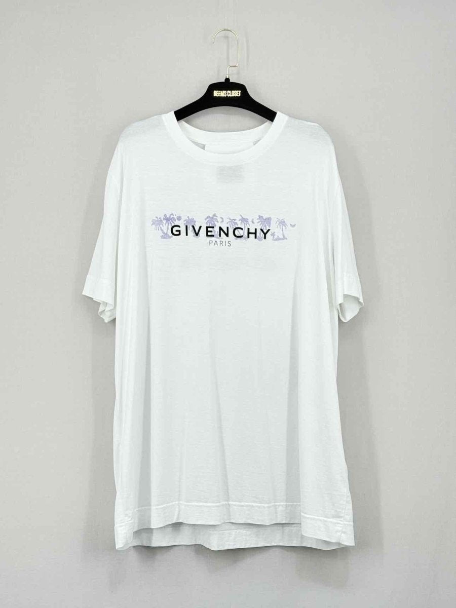 Pre - loved GIVENCHY White Logo Print Size XLarge T-shirt at Reems Closet