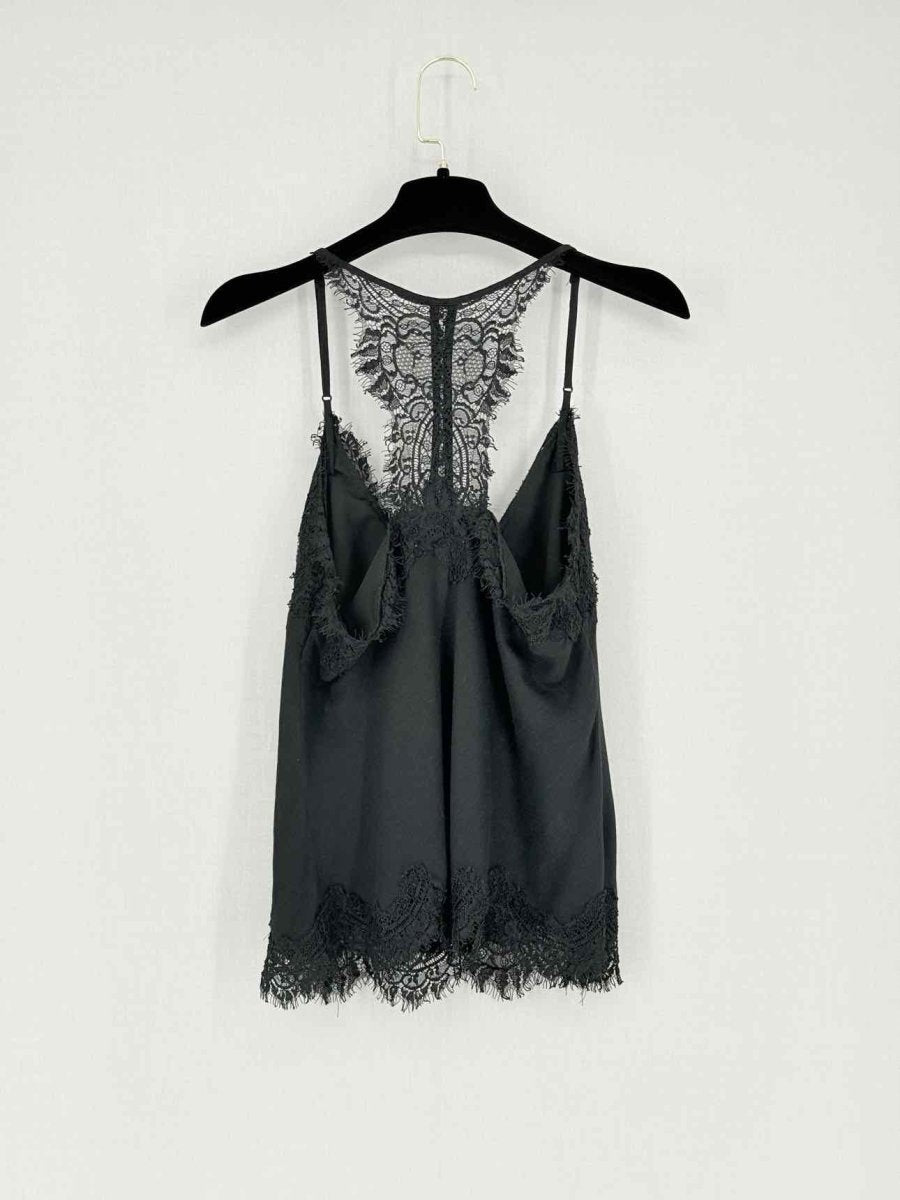 Pre - loved GOLD HAWK Black Lace Trim Size Medium Top at Reems Closet
