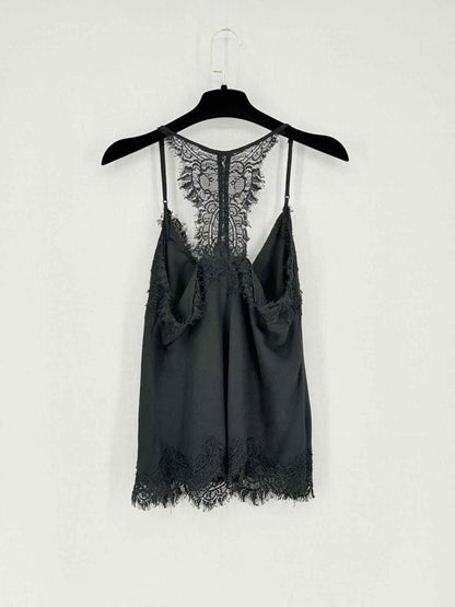 Pre - loved GOLD HAWK Black Lace Trim Size Medium Top at Reems Closet