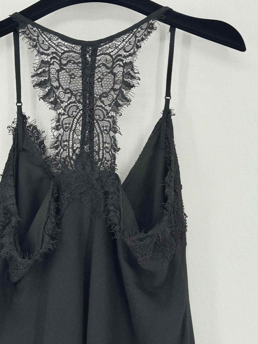 Pre - loved GOLD HAWK Black Lace Trim Size Medium Top at Reems Closet