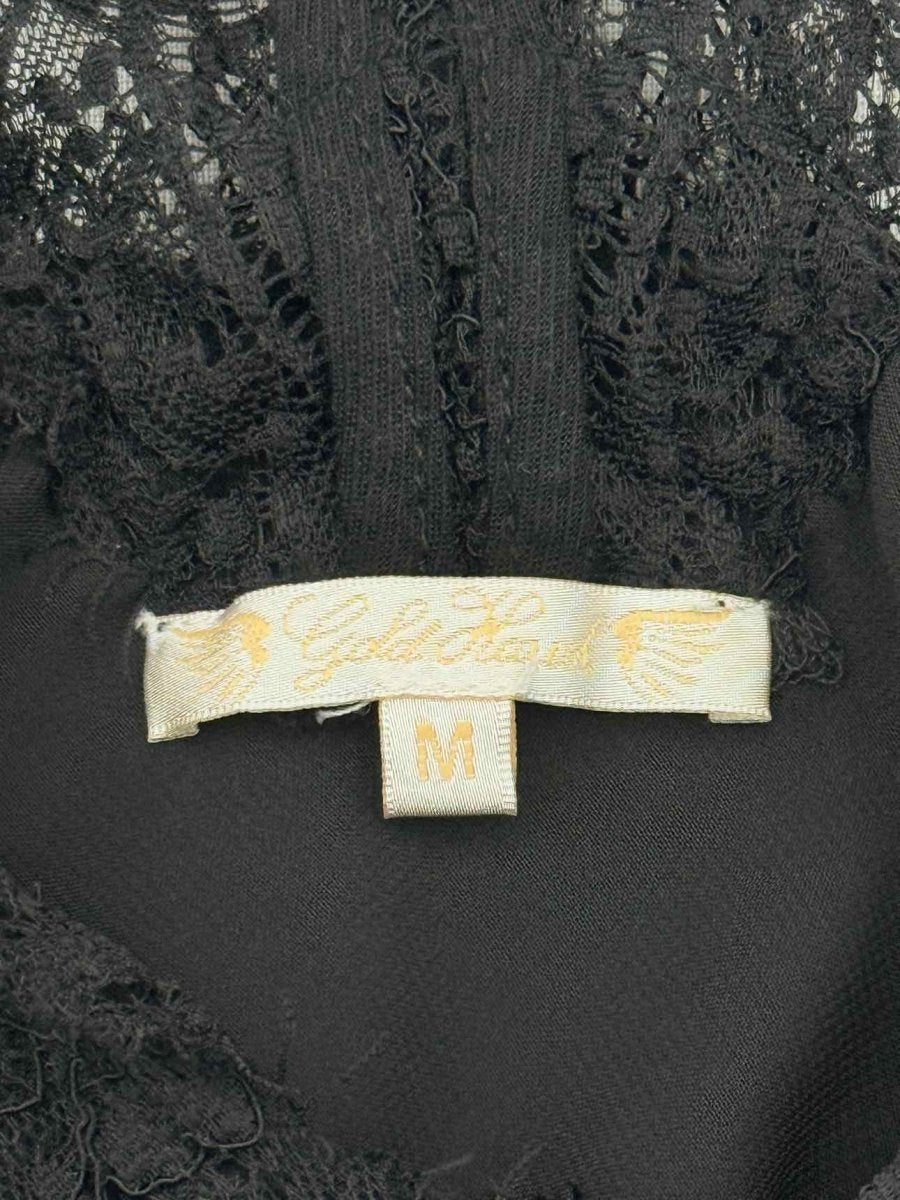 Pre - loved GOLD HAWK Black Lace Trim Size Medium Top at Reems Closet
