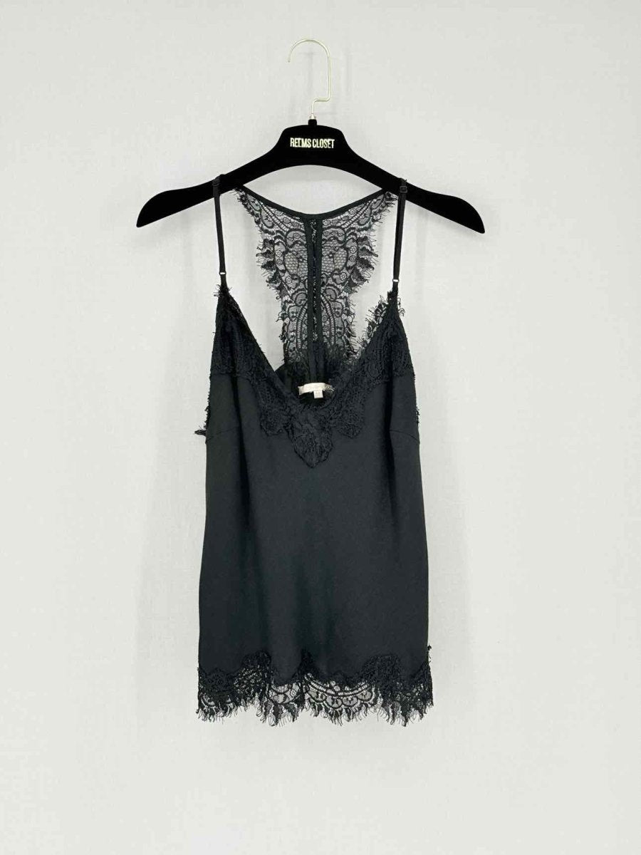 Pre - loved GOLD HAWK Black Lace Trim Size Medium Top at Reems Closet