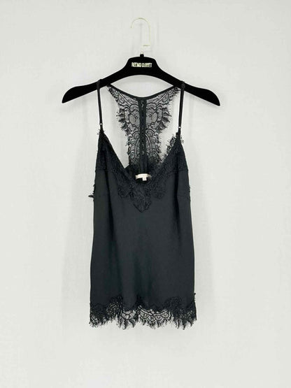 Pre - loved GOLD HAWK Black Lace Trim Size Medium Top at Reems Closet