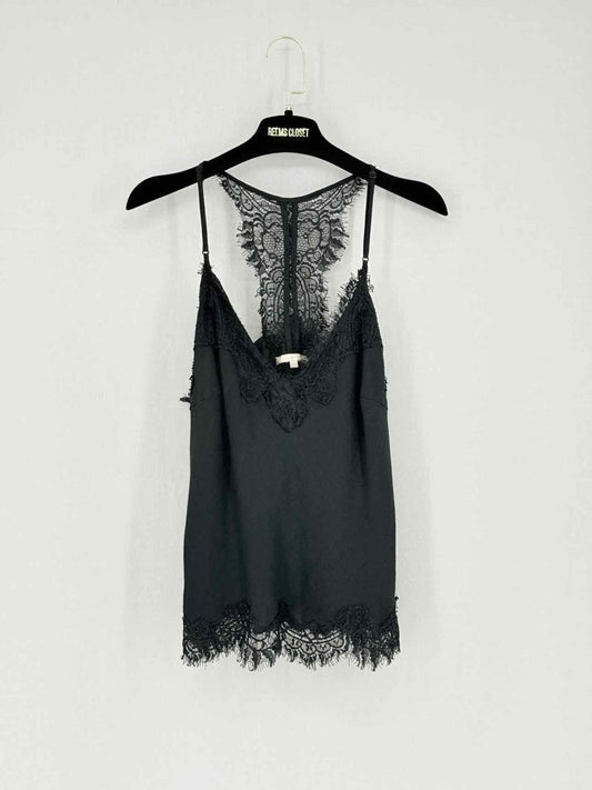Pre - loved GOLD HAWK Black Lace Trim Size Medium Top at Reems Closet