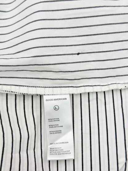 Pre-loved GOOD AMERICAN White & Black Striped Size Large Shirt at Reems Closet