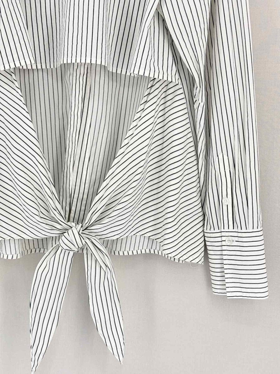 Pre-loved GOOD AMERICAN White & Black Striped Size Large Shirt at Reems Closet