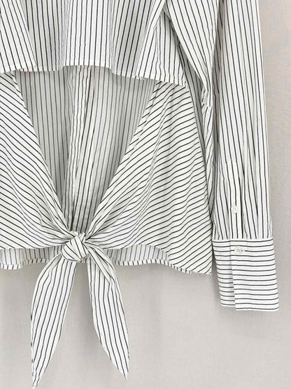 Pre-loved GOOD AMERICAN White & Black Striped Size Large Shirt at Reems Closet