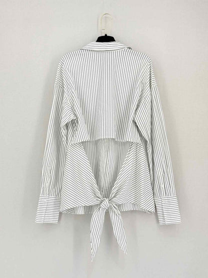 Pre-loved GOOD AMERICAN White & Black Striped Size Large Shirt at Reems Closet