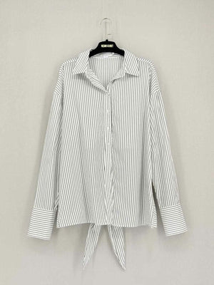 Pre-loved GOOD AMERICAN White & Black Striped Size Large Shirt at Reems Closet