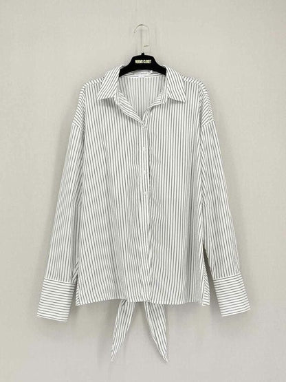 Pre-loved GOOD AMERICAN White & Black Striped Size Large Shirt at Reems Closet