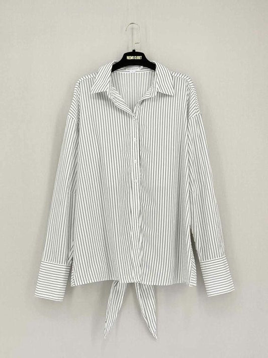 Pre-loved GOOD AMERICAN White & Black Striped Size Large Shirt at Reems Closet