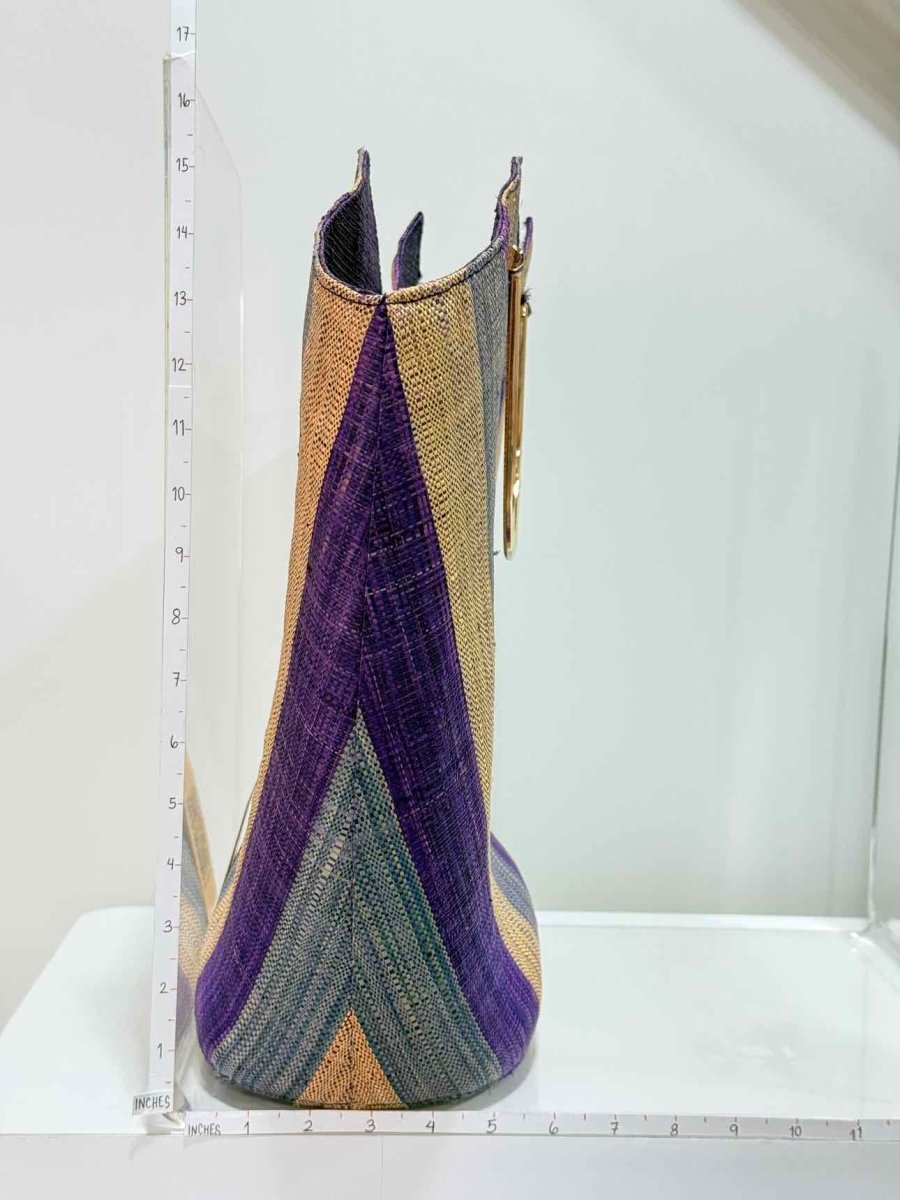 Pre - loved GOOD PEOPLE Purple & Beige Striped Top Handle at Reems Closet