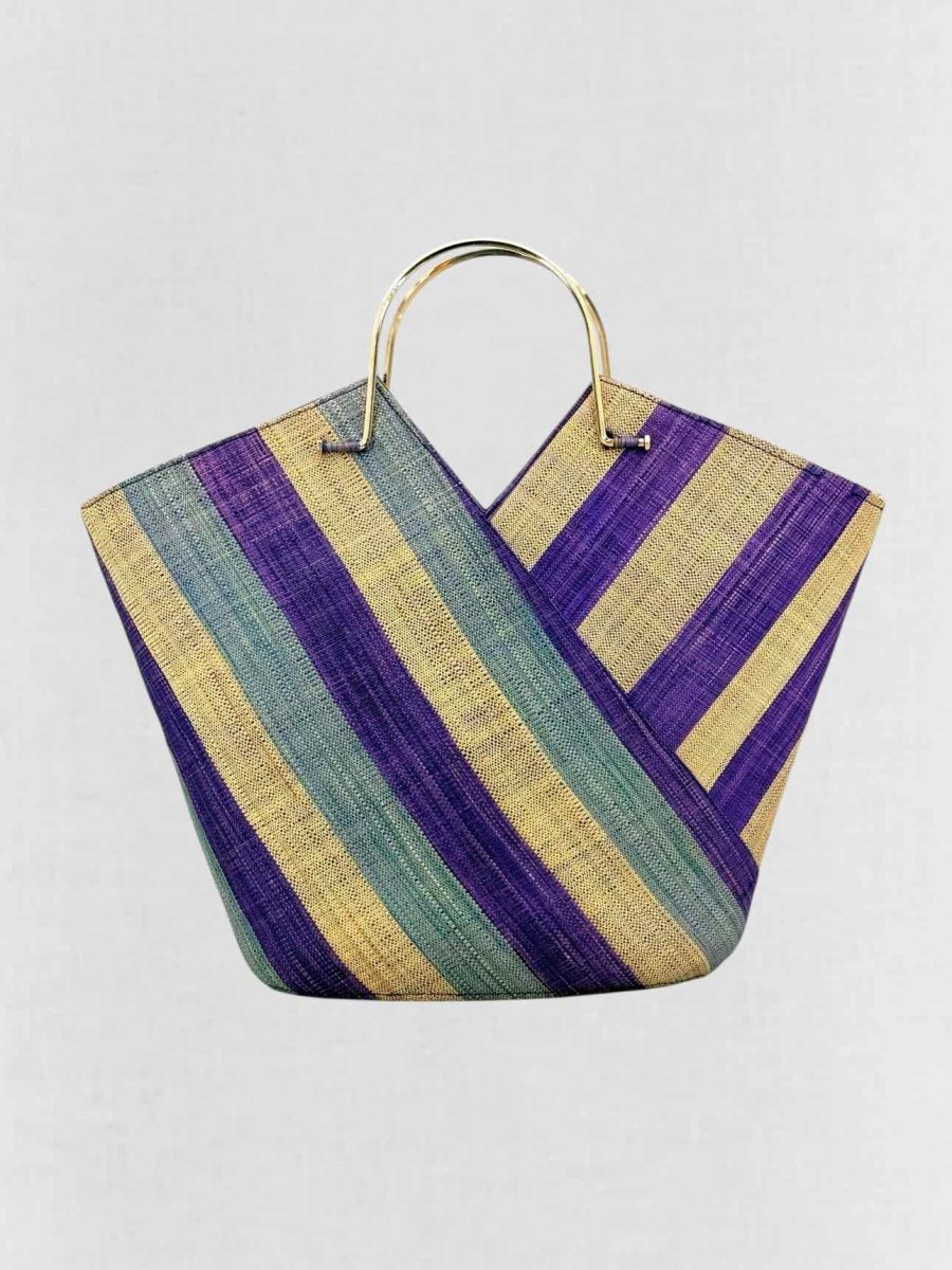 Pre - loved GOOD PEOPLE Purple & Beige Striped Top Handle at Reems Closet