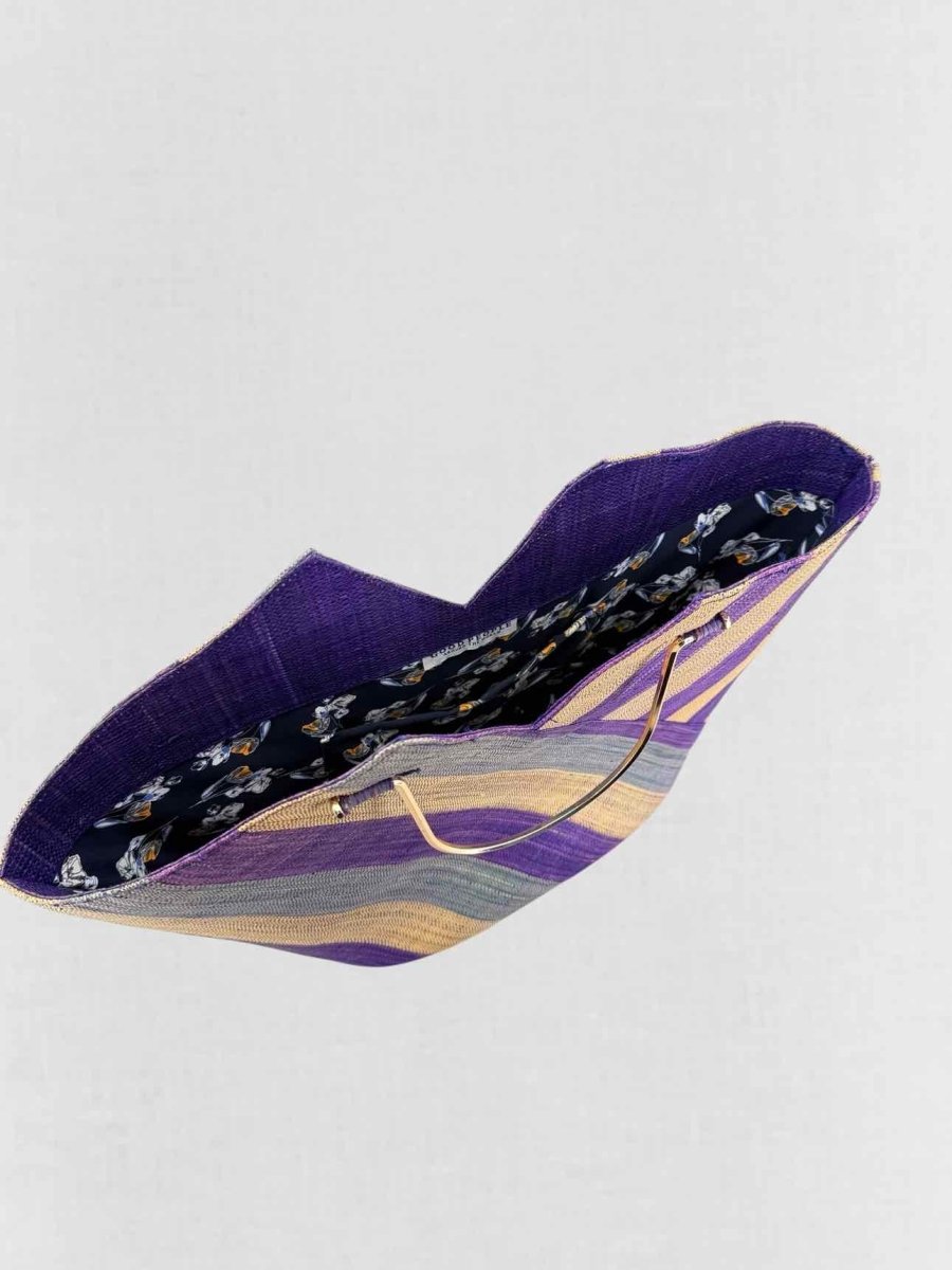 Pre - loved GOOD PEOPLE Purple & Beige Striped Top Handle at Reems Closet