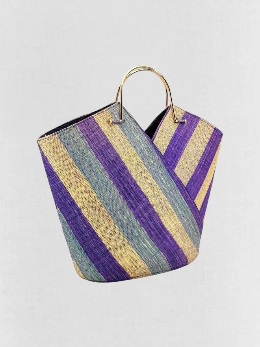 Pre - loved GOOD PEOPLE Purple & Beige Striped Top Handle at Reems Closet