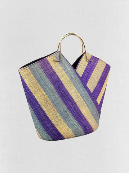 Pre - loved GOOD PEOPLE Purple & Beige Striped Top Handle at Reems Closet