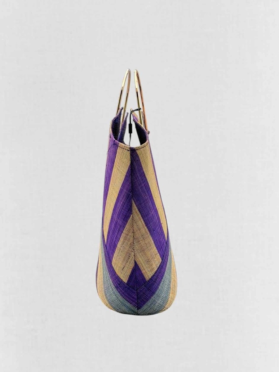 Pre - loved GOOD PEOPLE Purple & Beige Striped Top Handle at Reems Closet