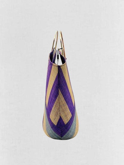 Pre - loved GOOD PEOPLE Purple & Beige Striped Top Handle at Reems Closet