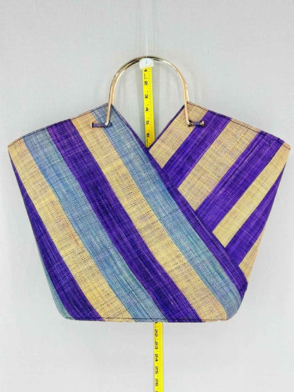 Pre - loved GOOD PEOPLE Purple & Beige Striped Top Handle at Reems Closet