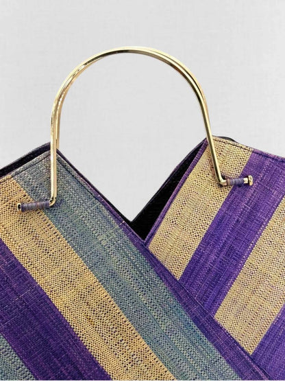 Pre - loved GOOD PEOPLE Purple & Beige Striped Top Handle at Reems Closet