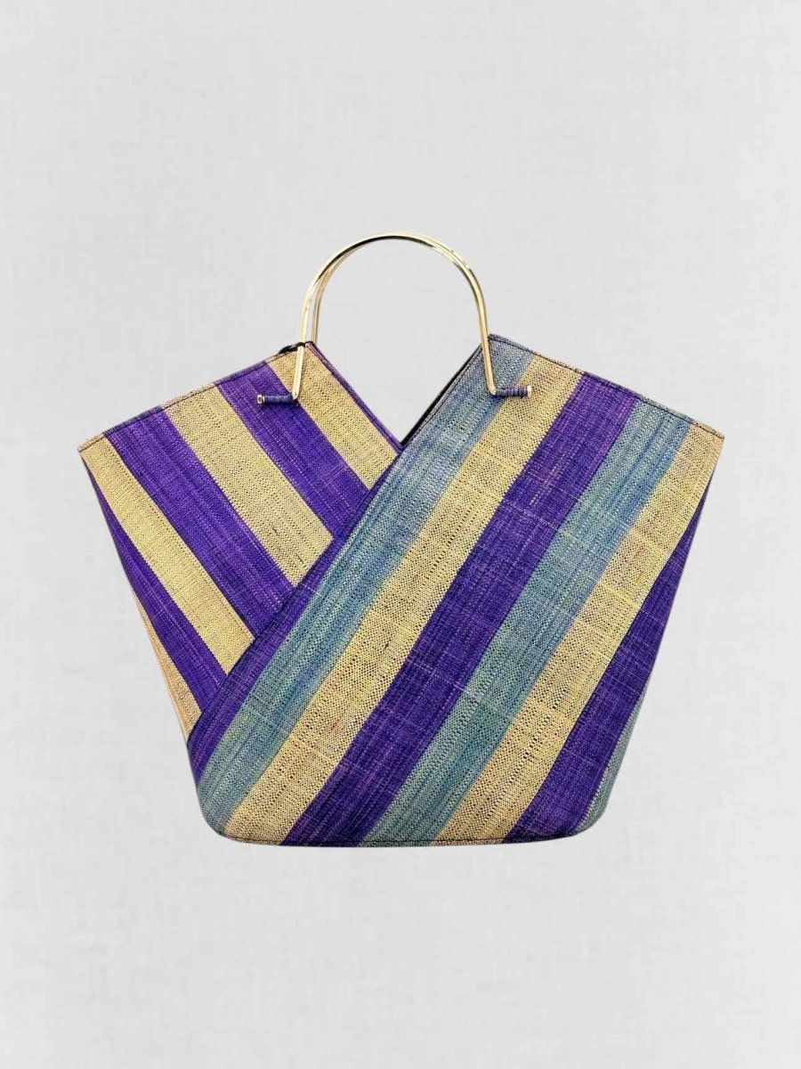 Pre - loved GOOD PEOPLE Purple & Beige Striped Top Handle at Reems Closet