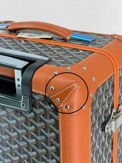 Pre - loved GOYARD Bourget Black & Tan Goryardine Rolling Luggage at Reems Closet