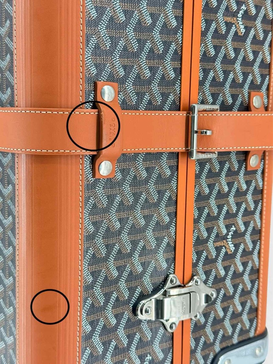 Pre - loved GOYARD Bourget Black & Tan Goryardine Rolling Luggage at Reems Closet